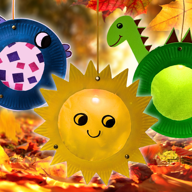 Laternen basteln aus Papptellern