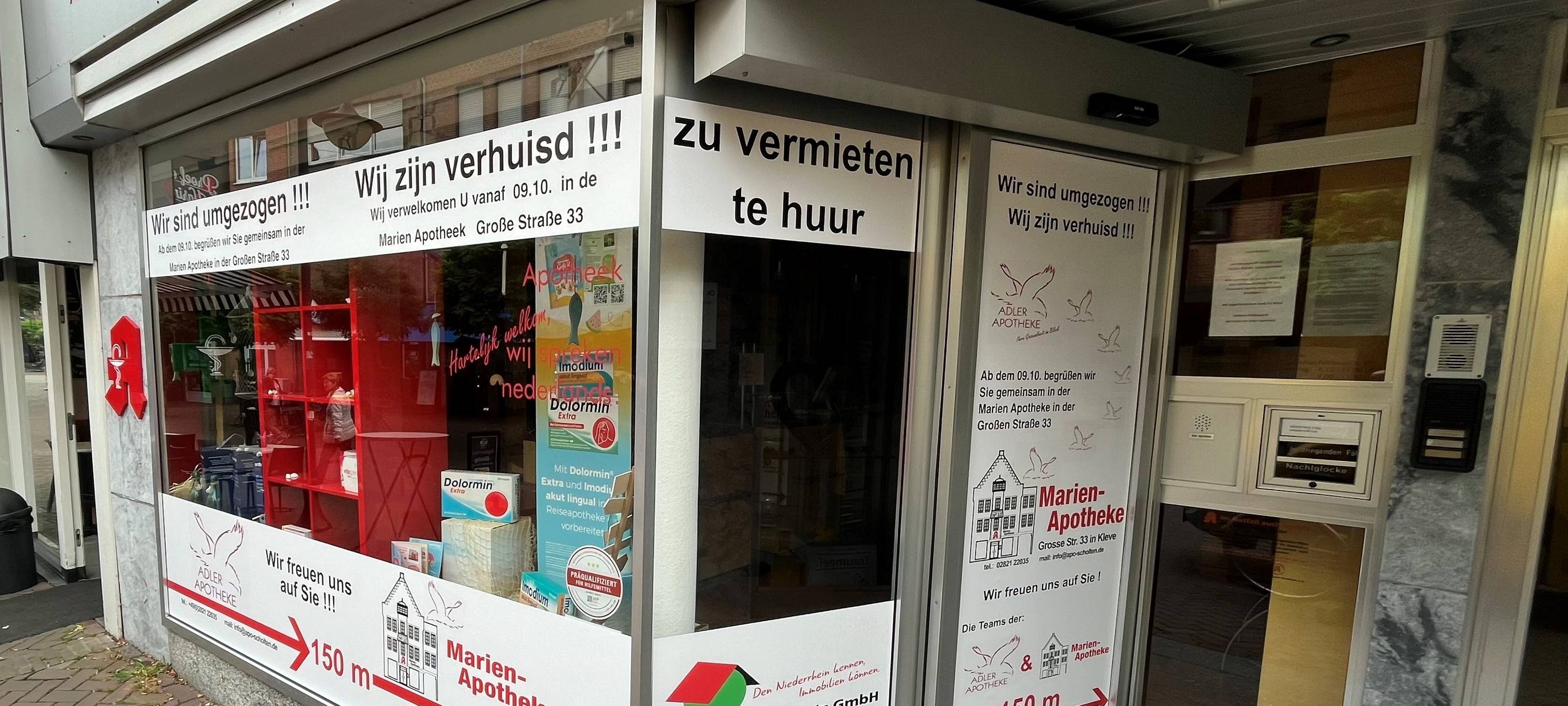 Adler-Apotheke in Kleve - für immer dicht!