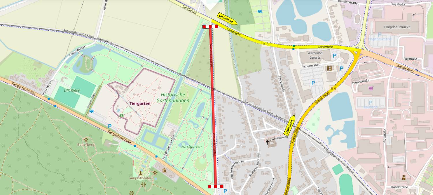 Kleve: Wasserburgallee bis Mittwoch teils gesperrt