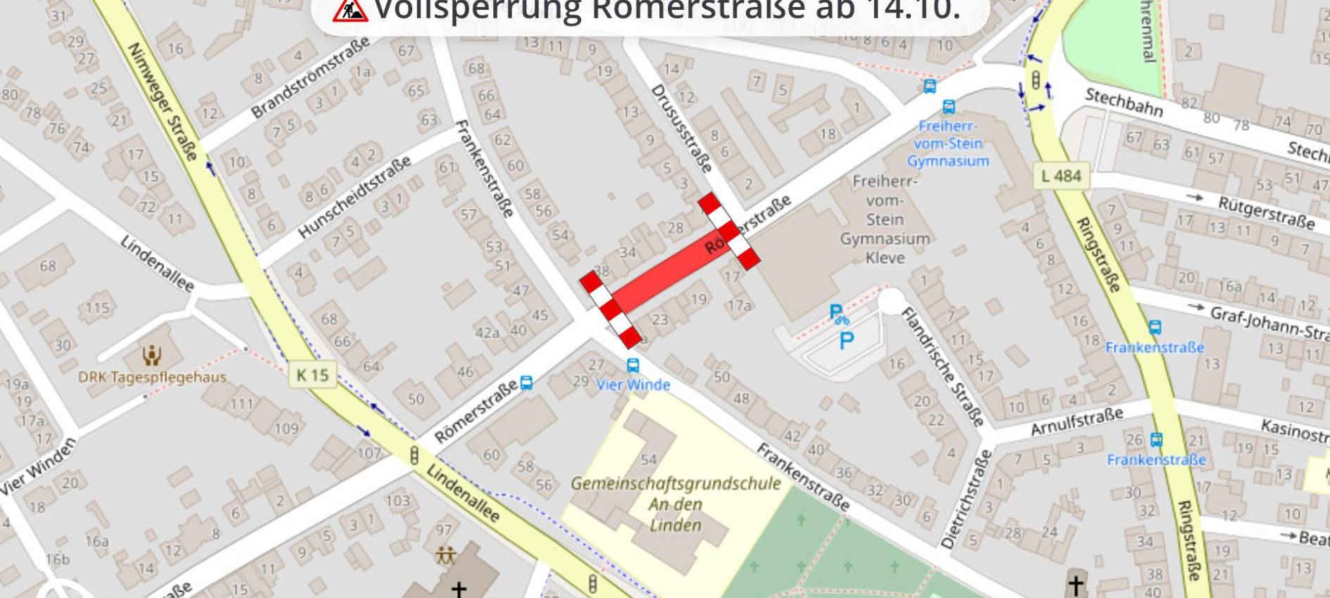 Kleve: Straßensperrungen während der Herbstferien