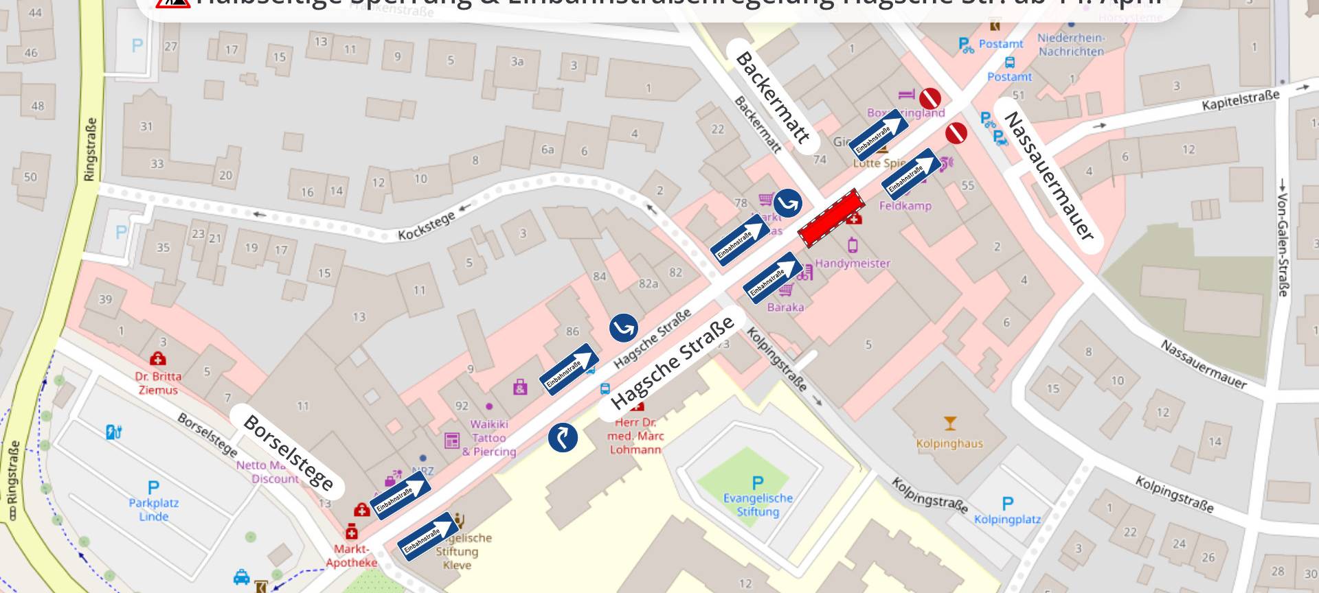 Kleve: Hagsche Straße und Boschstraße ab heute gesperrt