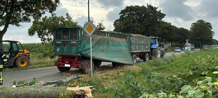 Bedburg-Hau: Traktor-Unfall - Baum stürzt auf Straße
