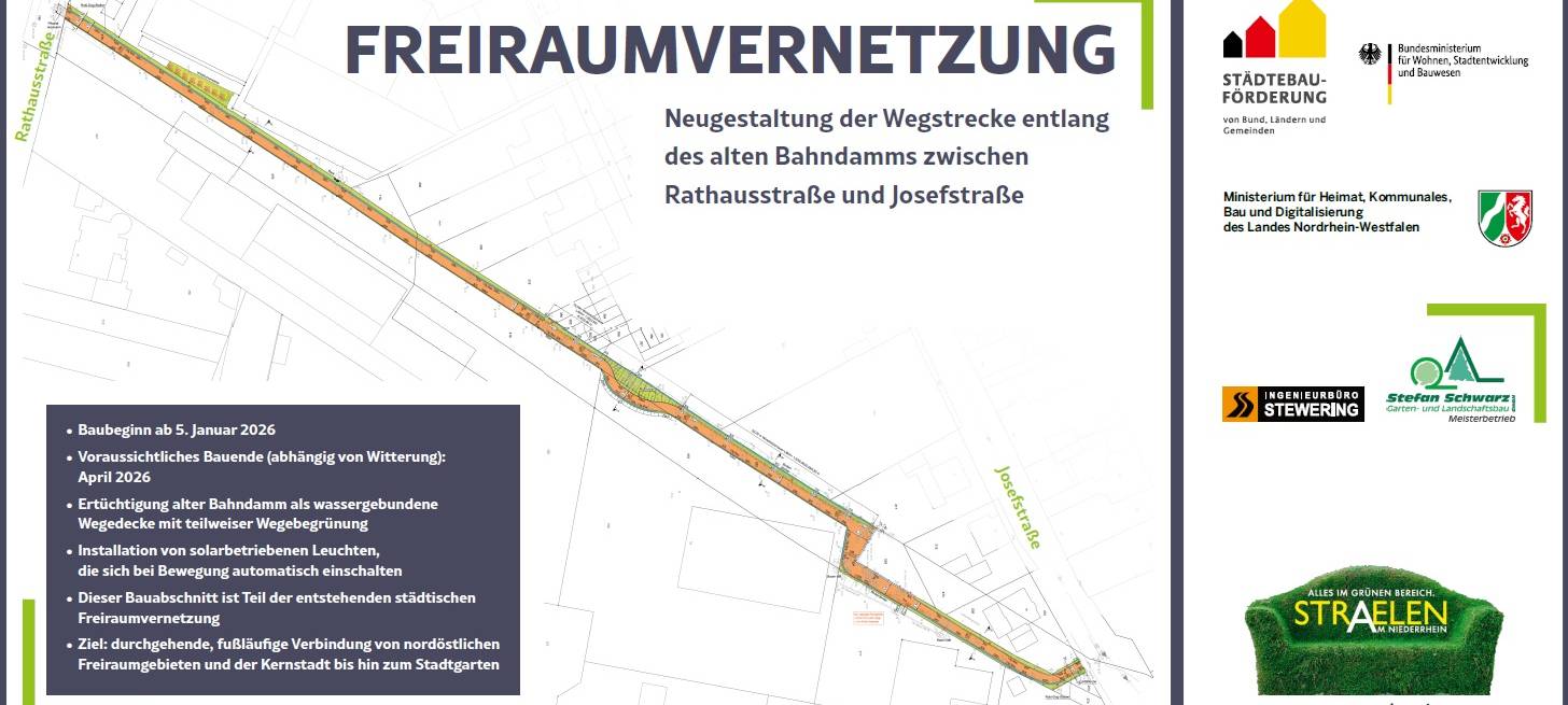 Straelen: Arbeiten entlang des alten Bahndamms starten